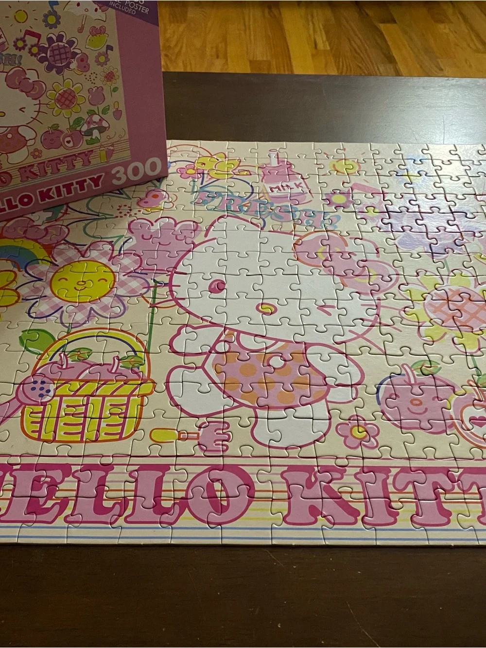 Hello Kitty Pink & White Floral Jigsaw Puzzle